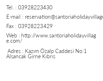Santoria Holiday Village iletiim bilgileri